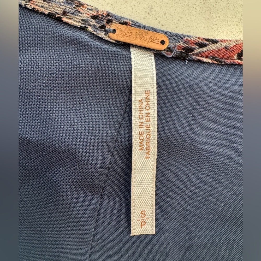 Free People Lucky Loosie Long Sleeve
Swing Dress Indigo Combo Sz S - Picture 6 of 15